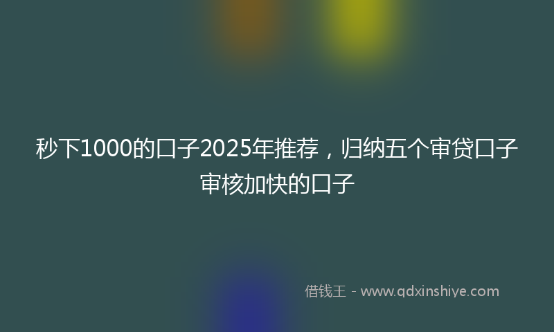 秒下1000的口子2025年推荐，归纳五个审贷口子审核加快的口子