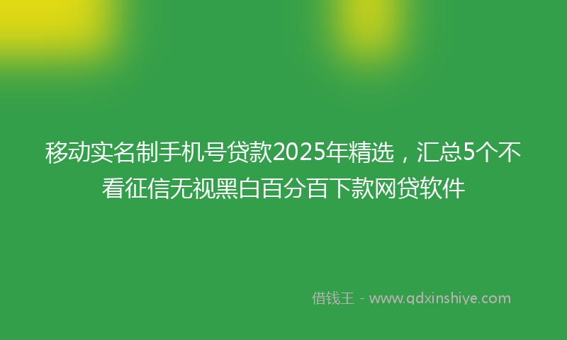 移动实名制手机号贷款2025年精选，汇总5个不看征信无视黑白百分百下款网贷软件