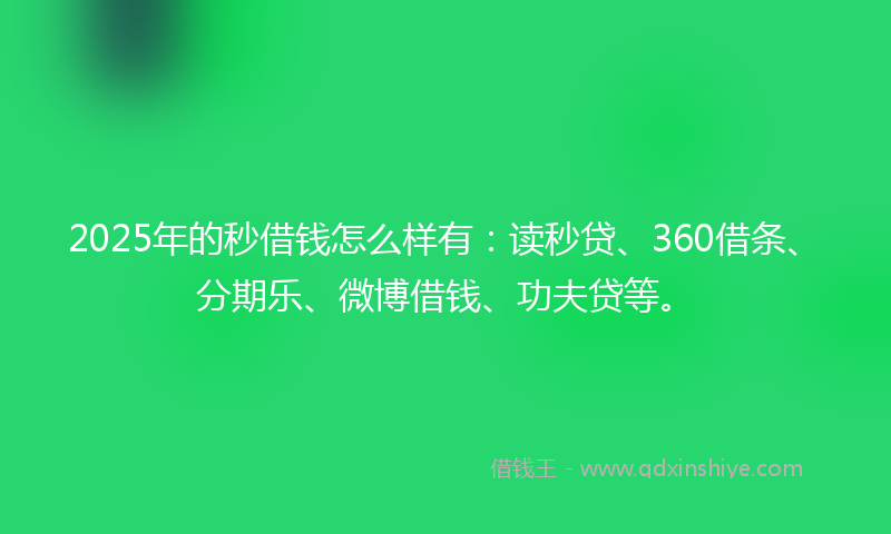 2025年的秒借钱怎么样有：读秒贷、360借条、分期乐、微博借钱、功夫贷等。