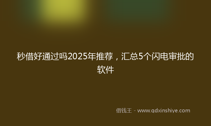 秒借好通过吗2025年推荐，汇总5个闪电审批的软件