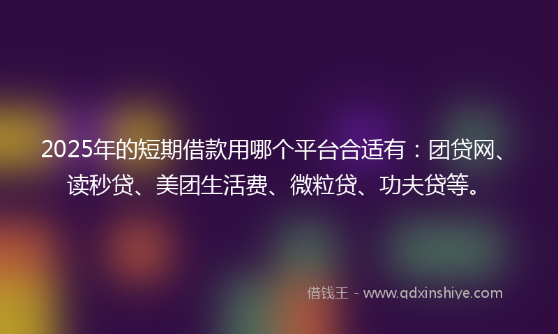 2025年的短期借款用哪个平台合适有：团贷网、读秒贷、美团生活费、微粒贷、功夫贷等。