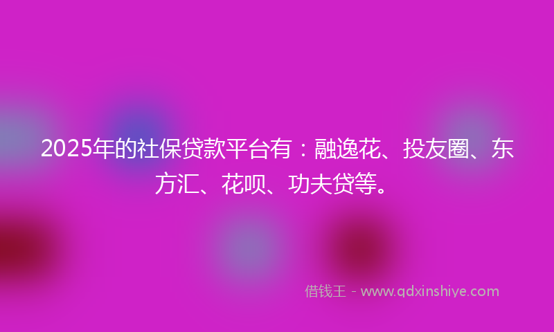 2025年的社保贷款平台有：融逸花、投友圈、东方汇、花呗、功夫贷等。