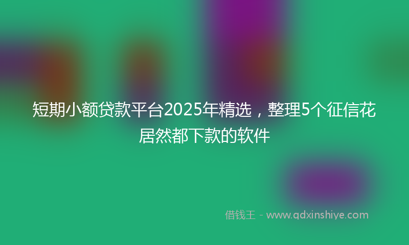 短期小额贷款平台2025年精选，整理5个征信花居然都下款的软件