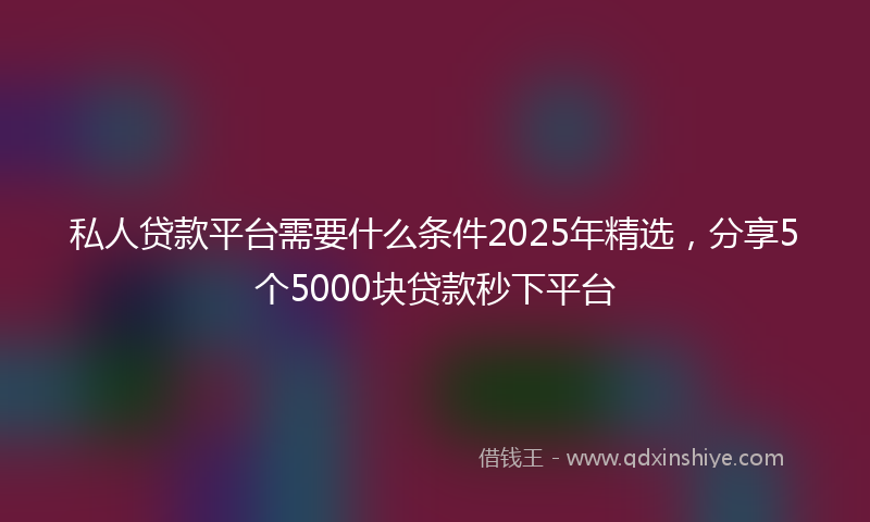 私人贷款平台需要什么条件2025年精选，分享5个5000块贷款秒下平台