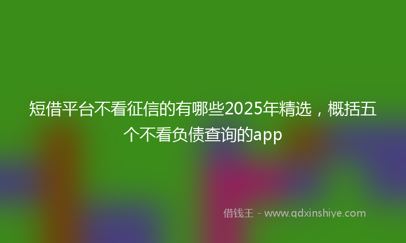 短借平台不看征信的有哪些2025年精选，概括五个不看负债查询的app