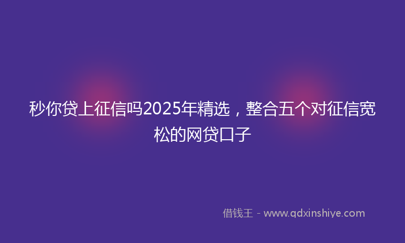 秒你贷上征信吗2025年精选，整合五个对征信宽松的网贷口子
