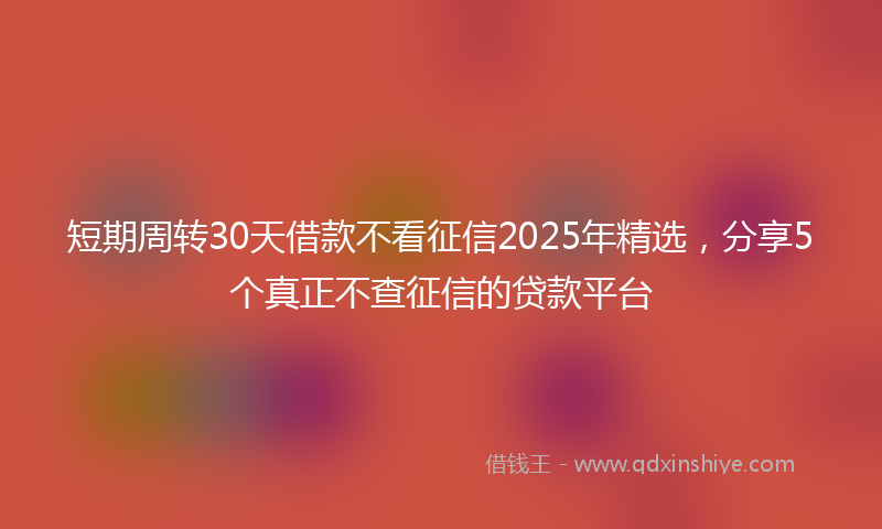 短期周转30天借款不看征信2025年精选,分享5个真正不查征信的贷款平台