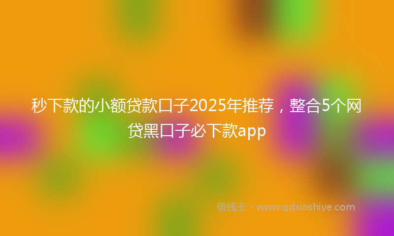 秒下款的小额贷款口子2025年推荐，整合5个网贷黑口子必下款app