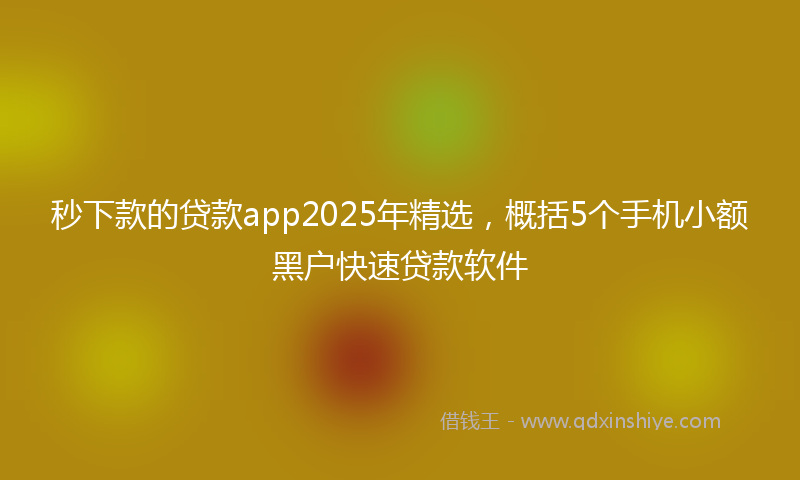 秒下款的贷款app2025年精选，概括5个手机小额黑户快速贷款软件