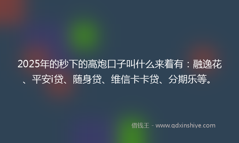2025年的秒下的高炮口子叫什么来着有：融逸花、平安i贷、随身贷、维信卡卡贷、分期乐等。