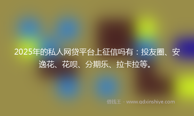 2025年的私人网贷平台上征信吗有：投友圈、安逸花、花呗、分期乐、拉卡拉等。
