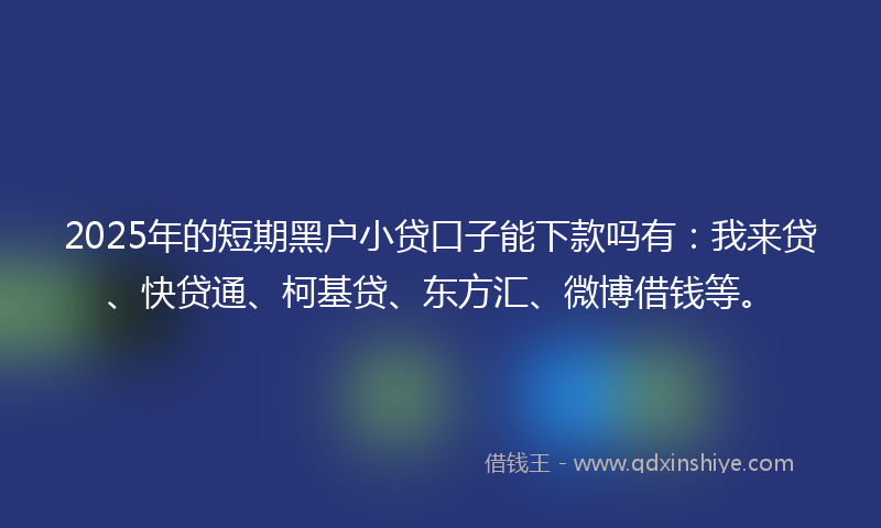 2025年的短期黑户小贷口子能下款吗有：我来贷、快贷通、柯基贷、东方汇、微博借钱等。