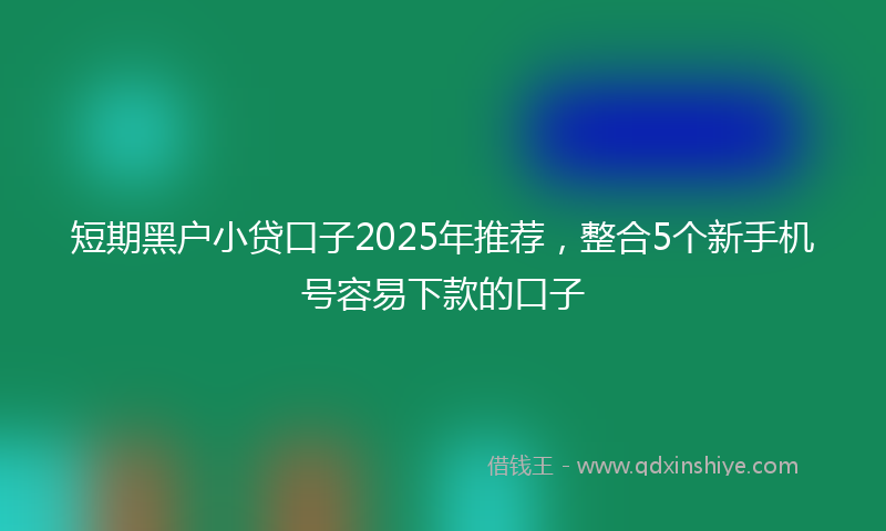 短期黑户小贷口子2025年推荐，整合5个新手机号容易下款的口子