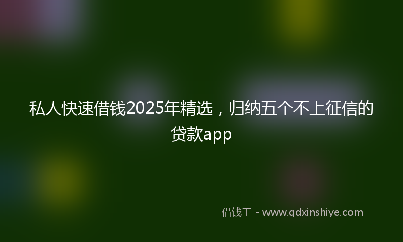 私人快速借钱2025年精选，归纳五个不上征信的贷款app