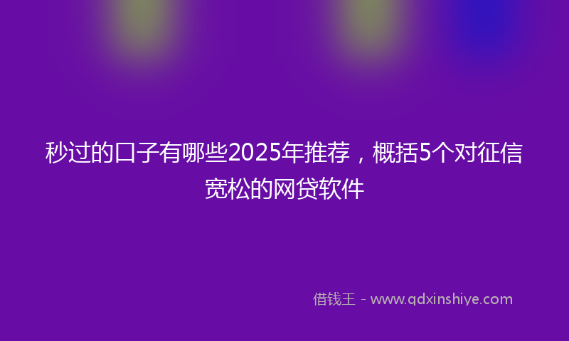 秒过的口子有哪些2025年推荐，概括5个对征信宽松的网贷软件