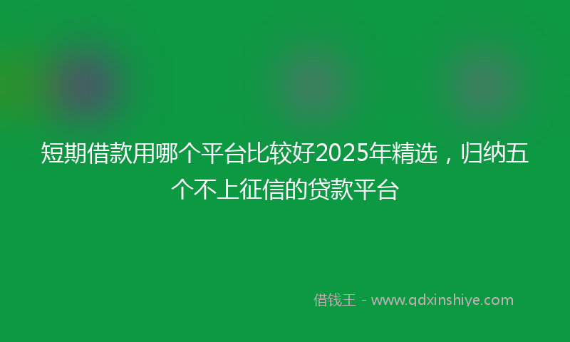 短期借款用哪个平台比较好2025年精选，归纳五个不上征信的贷款平台