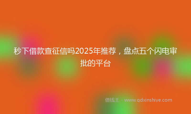 秒下借款查征信吗2025年推荐，盘点五个闪电审批的平台