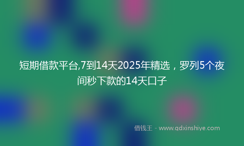 短期借款平台,7到14天2025年精选，罗列5个夜间秒下款的14天口子