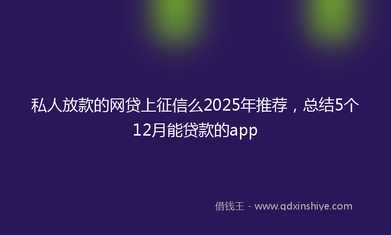 私人放款的网贷上征信么2025年推荐，总结5个12月能贷款的app