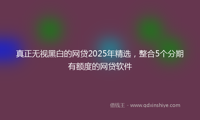 真正无视黑白的网贷2025年精选,整合5个分期有额度的网贷软件
