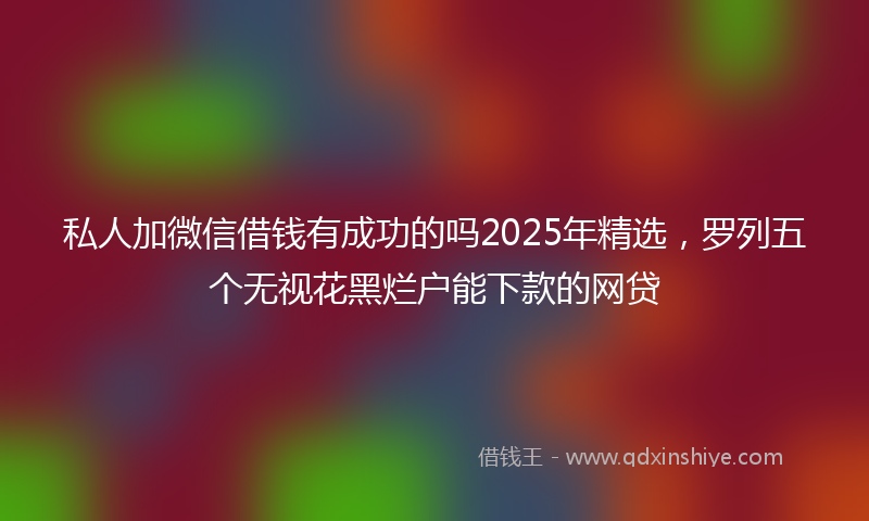 私人加微信借钱有成功的吗2025年精选，罗列五个无视花黑烂户能下款的网贷