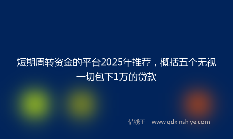 短期周转资金的平台2025年推荐，概括五个无视一切包下1万的贷款