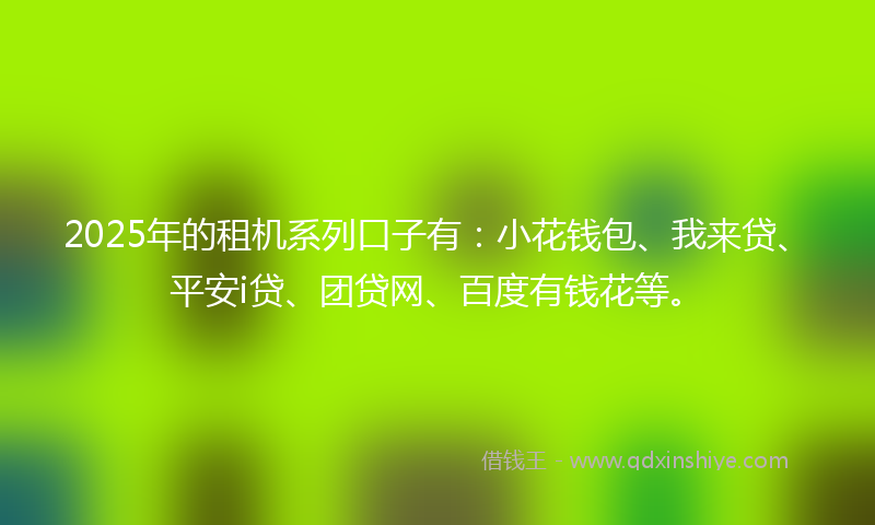 2025年的租机系列口子有：小花钱包、我来贷、平安i贷、团贷网、百度有钱花等。