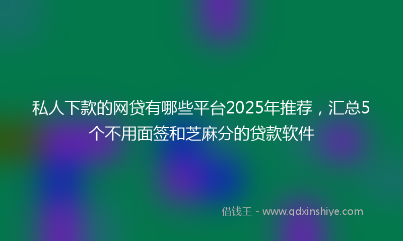 私人下款的网贷有哪些平台2025年推荐，汇总5个不用面签和芝麻分的贷款软件