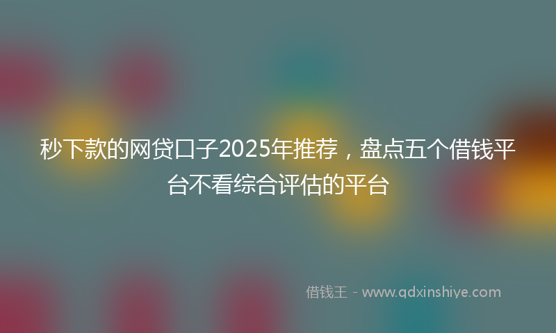 秒下款的网贷口子2025年推荐，盘点五个借钱平台不看综合评估的平台