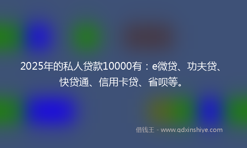 2025年的私人贷款10000有：e微贷、功夫贷、快贷通、信用卡贷、省呗等。