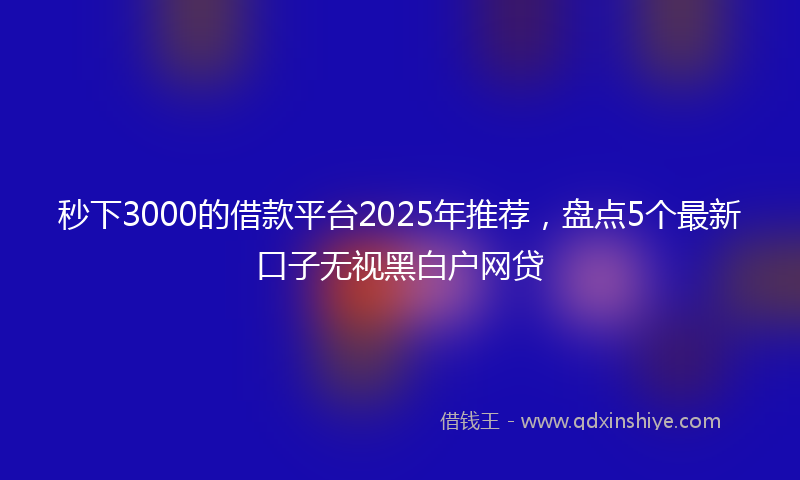 秒下3000的借款平台2025年推荐，盘点5个最新口子无视黑白户网贷
