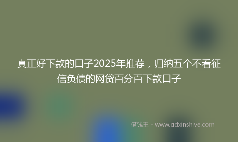 真正好下款的口子2025年推荐，归纳五个不看征信负债的网贷百分百下款口子