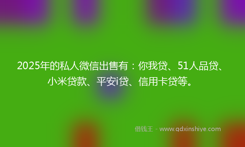 2025年的私人微信出售有：你我贷、51人品贷、小米贷款、平安i贷、信用卡贷等。