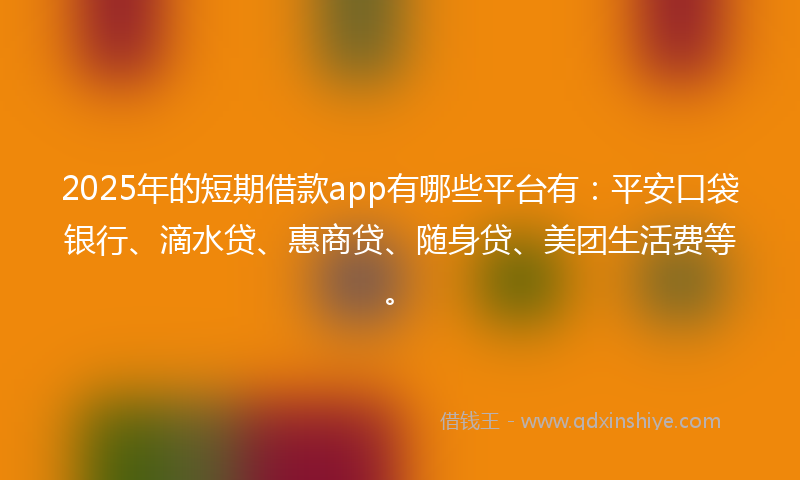 2025年的短期借款app有哪些平台有：平安口袋银行、滴水贷、惠商贷、随身贷、美团生活费等。