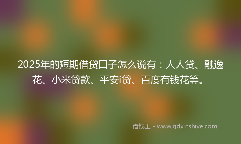 2025年的短期借贷口子怎么说有：人人贷、融逸花、小米贷款、平安i贷、百度有钱花等。
