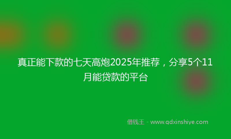 真正能下款的七天高炮2025年推荐,分享5个11月能贷款的平台