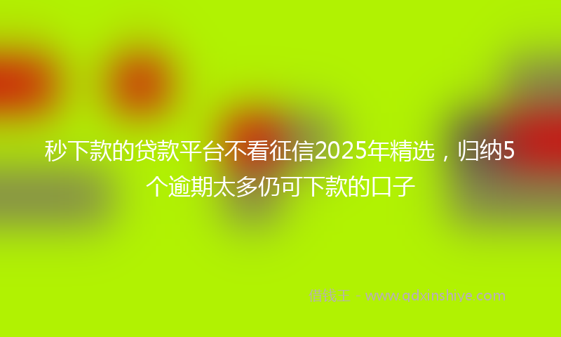 秒下款的贷款平台不看征信2025年精选，归纳5个逾期太多仍可下款的口子