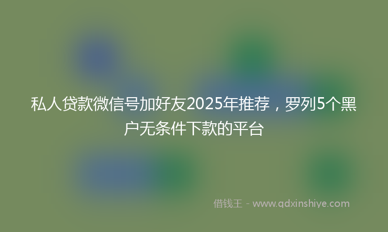 私人贷款微信号加好友2025年推荐，罗列5个黑户无条件下款的平台