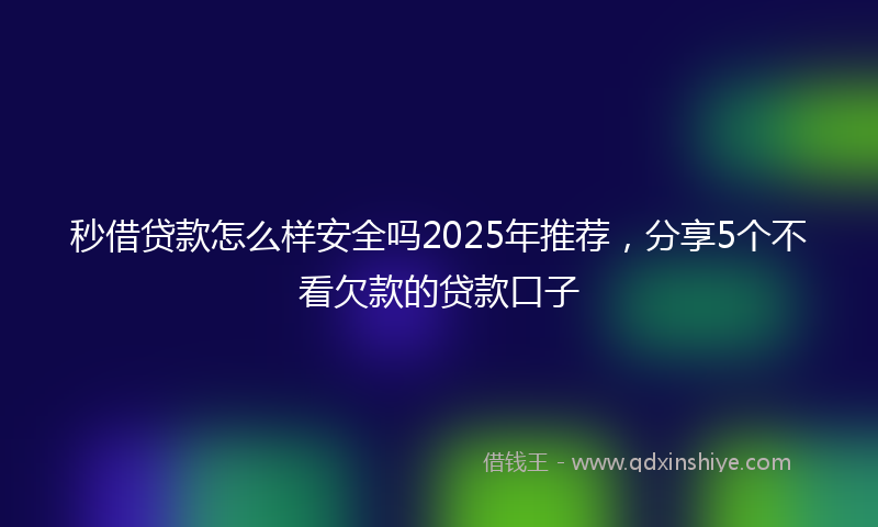 秒借贷款怎么样安全吗2025年推荐，分享5个不看欠款的贷款口子