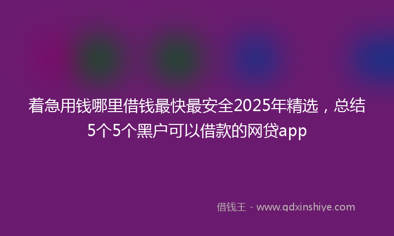 着急用钱哪里借钱最快最安全2025年精选，总结5个5个黑户可以借款的网贷app
