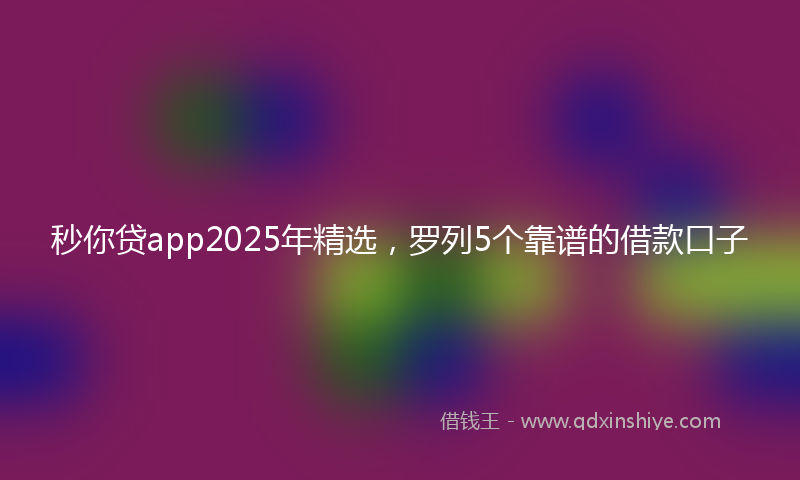 秒你贷app2025年精选，罗列5个靠谱的借款口子