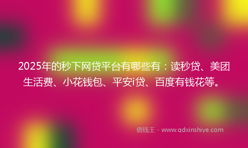 2025年的秒下网贷平台有哪些有：读秒贷、美团生活费、小花钱包、平安i贷、百度有钱花等。