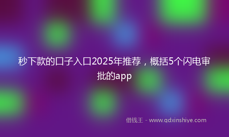 秒下款的口子入口2025年推荐，概括5个闪电审批的app