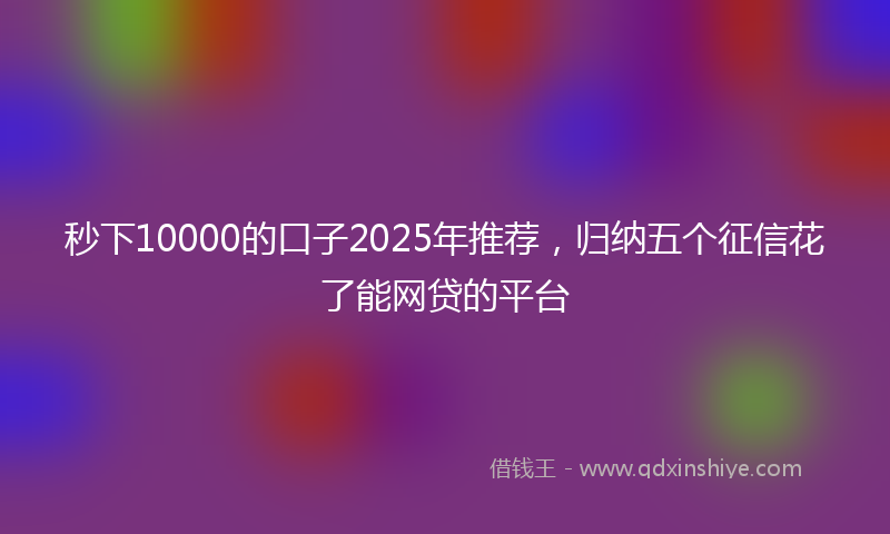 秒下10000的口子2025年推荐，归纳五个征信花了能网贷的平台