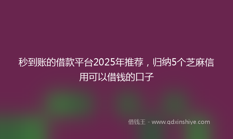 秒到账的借款平台2025年推荐，归纳5个芝麻信用可以借钱的口子