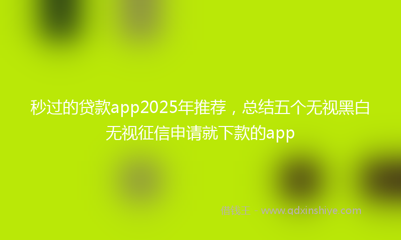 秒过的贷款app2025年推荐，总结五个无视黑白无视征信申请就下款的app