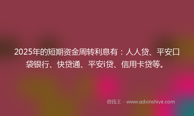 2025年的短期资金周转利息有：人人贷、平安口袋银行、快贷通、平安i贷、信用卡贷等。