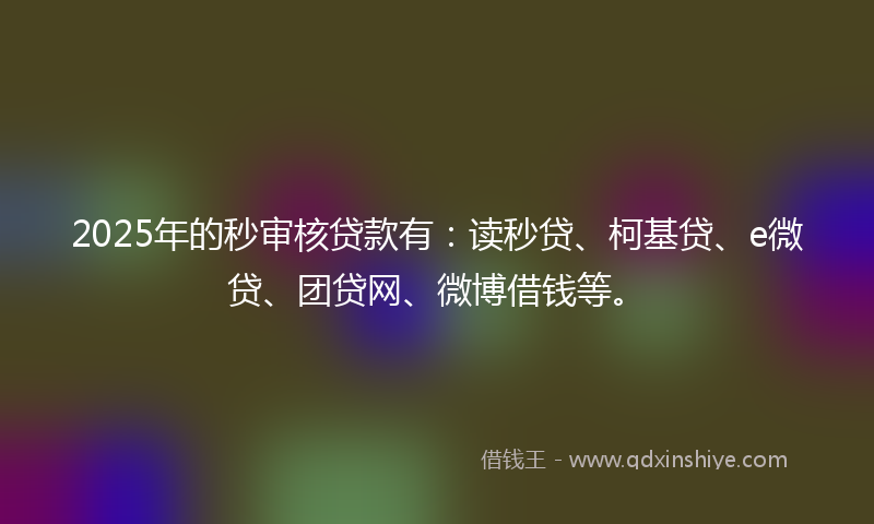2025年的秒审核贷款有：读秒贷、柯基贷、e微贷、团贷网、微博借钱等。