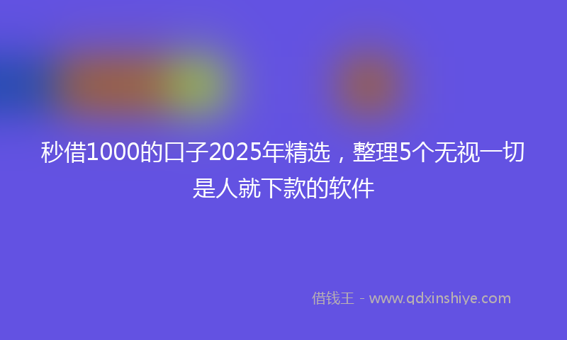 秒借1000的口子2025年精选，整理5个无视一切是人就下款的软件