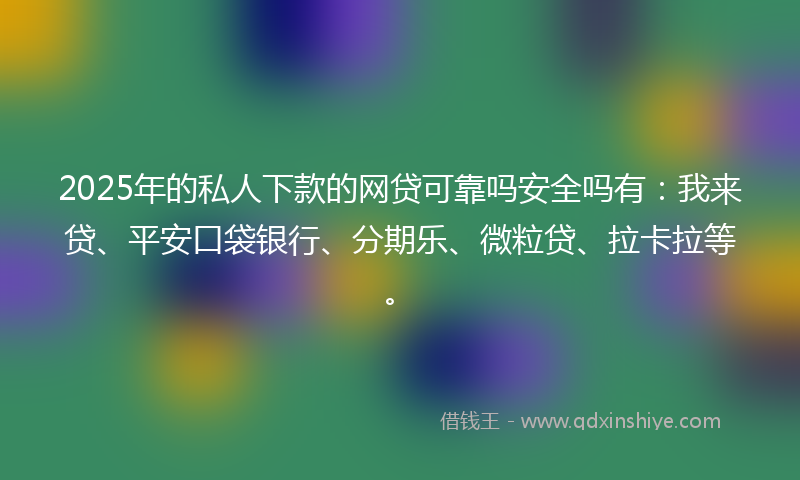 2025年的私人下款的网贷可靠吗安全吗有：我来贷、平安口袋银行、分期乐、微粒贷、拉卡拉等。